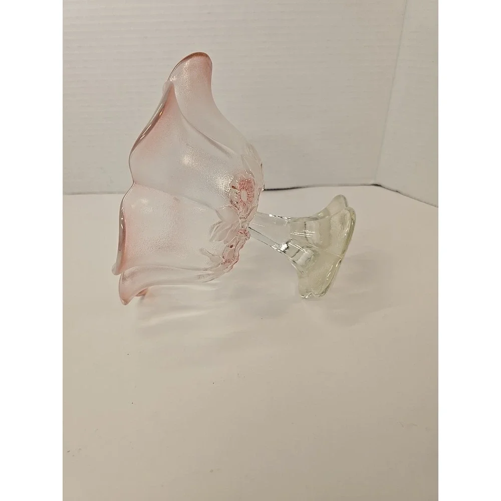 Mikasa Crystal Rosella Ruffled Edge Serving Dish Raised Pink Flowers VTG 80s-90s